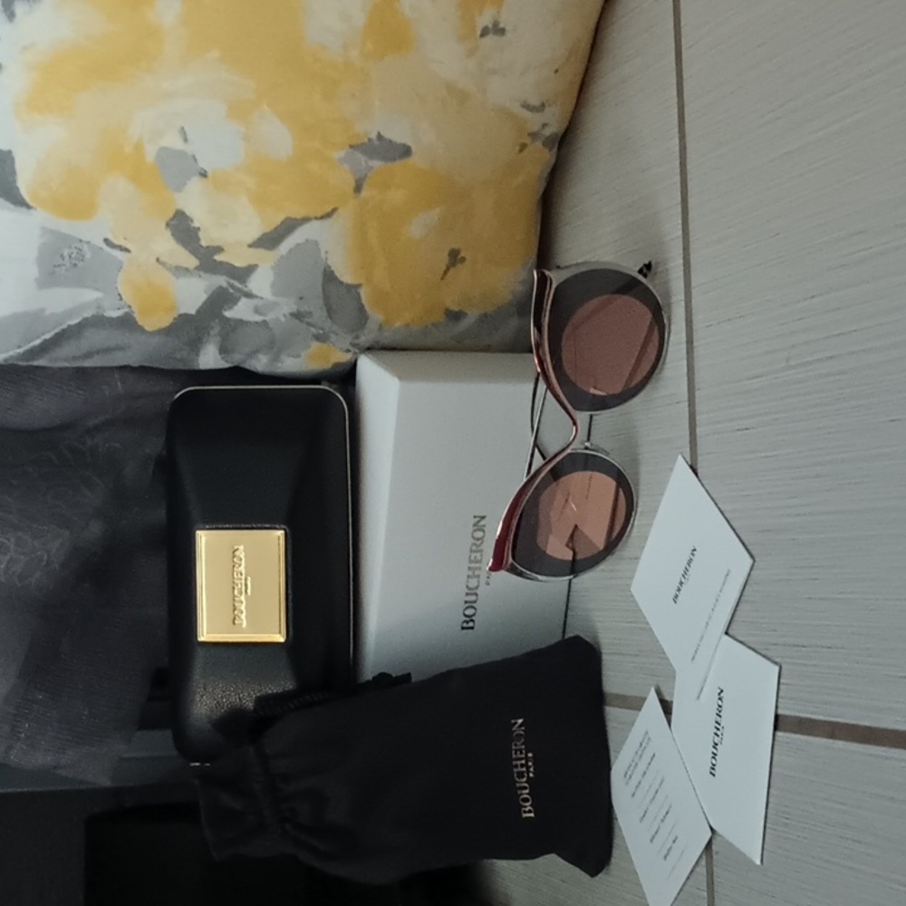 BOUCHERON GOLD SILVER ROUND OWL LIMITED EDITION SUNGLASSES